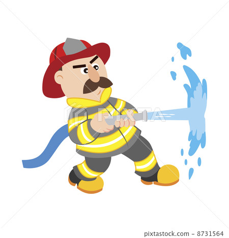 stock illustration: an illustration of cartoon fireman ,vector