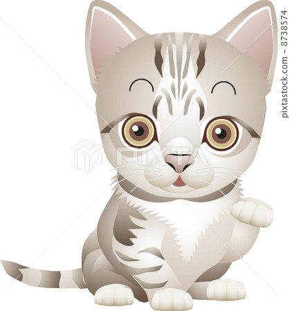 stock illustration: tabby, tabby cat, sit down