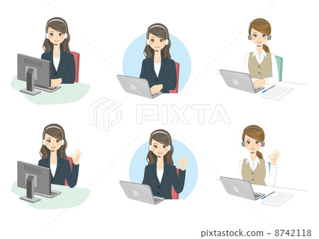 stock illustration: operator, call center, speaking