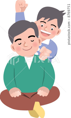 stock illustration shoulder massage dad father