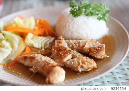 图库照片: chicken teriyaki with rice