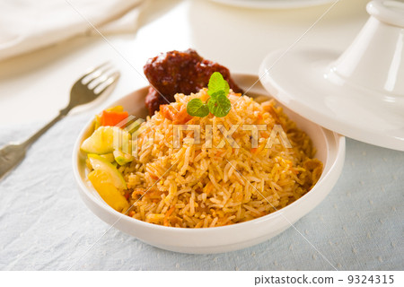 biryani chicken rice cooked in arab style tajine with traditiona