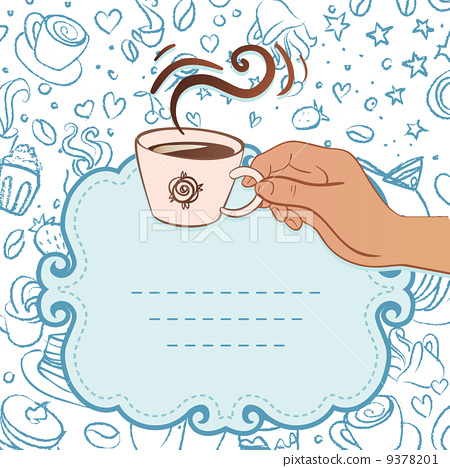 tea party invitation vintage style frame with hand holding cup o