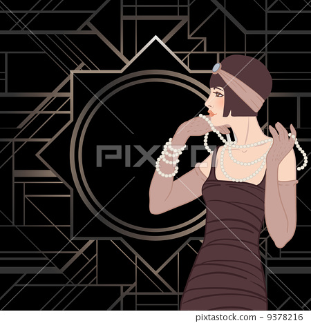 flapper girl风格,flappergirl 图库插图: flapper girl: retro party invitation design.