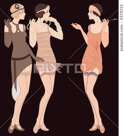 插图素材: flapper girl: retro party invitation design.