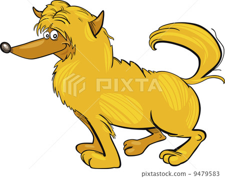 图库插图: shaggy yellow dog cartoon