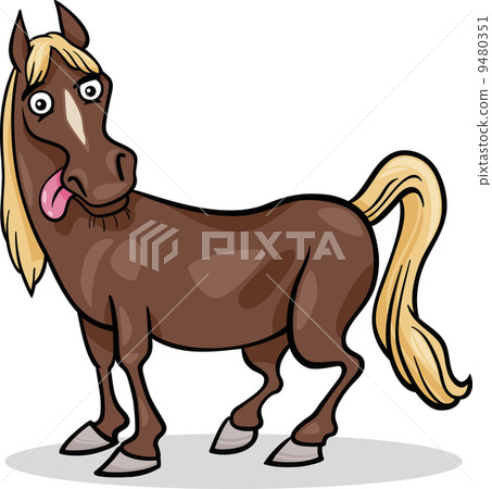 cartoon,Picture 插图素材: horse farm animal cartoon illustration