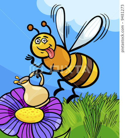 honey bee insect cartoon illustration 9481273