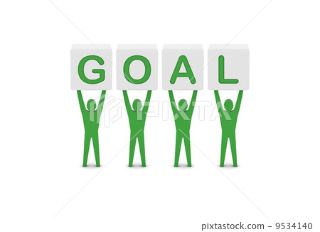 men holding the word goal concept 3d illustration.