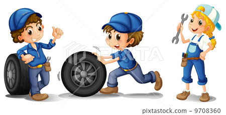 two male mechanics and a female mechanic