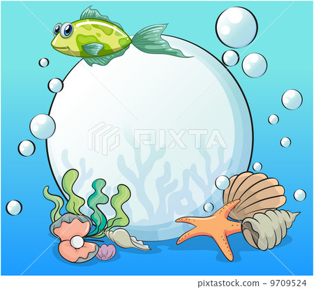 stock illustration: a pearl in the ocean surrounded by sea