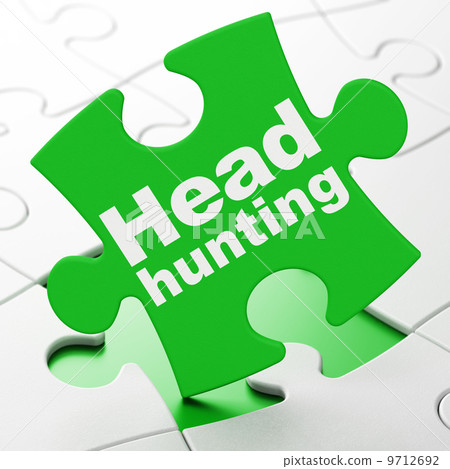 插图素材: finance concept: head hunting on puzzle background