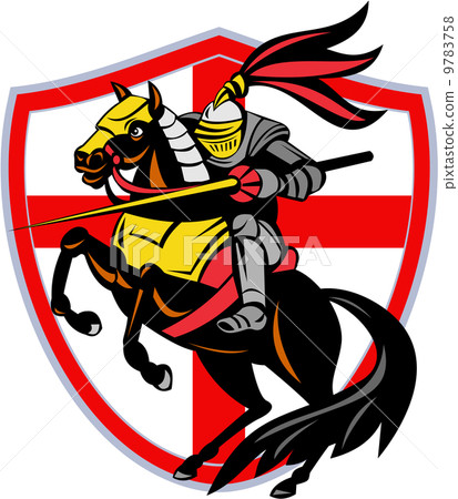 english knight lance england flag shield retro