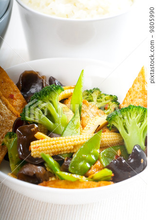 图库照片: tofu beancurd and vegetables