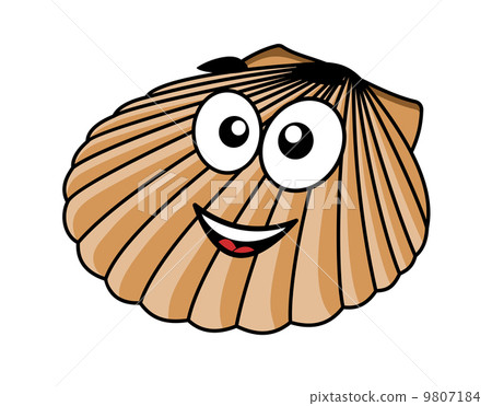 cartoon seashell with a happy smile