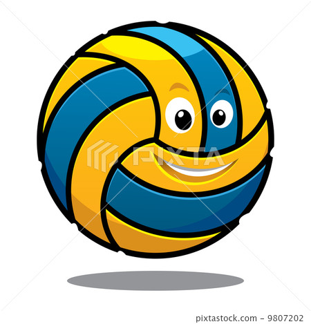 happy colourful bouncing volleyball ball