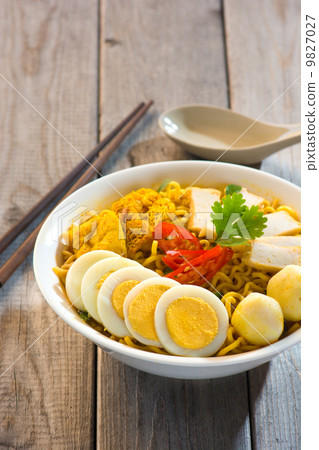 stock photo: instant curry laksa noodle , singaporean style