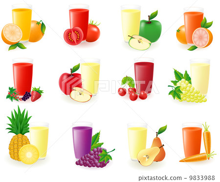 图库插图: set of icons with fruit juice vector illustration