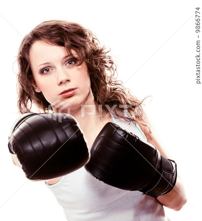 fitness girl training kick boxing.