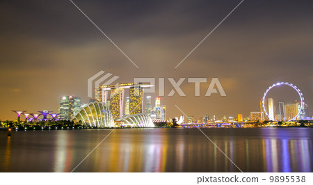 singapore city skyline at night