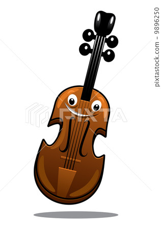 图库插图: happy brown cartoon wooden violin