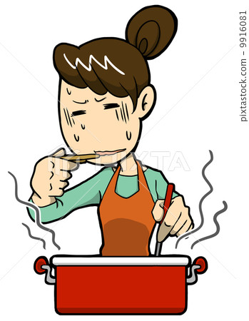 插图素材: 一个未能做饭的女人