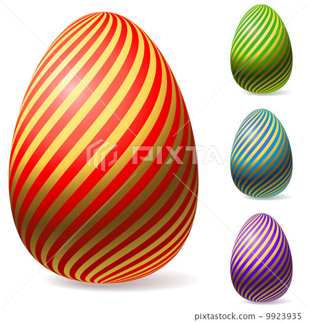 图库插图: color easter eggs with golden stripes.