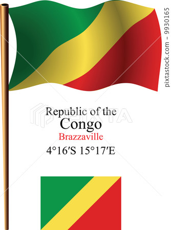 图库插图: republic of the congo wavy flag and coordinates