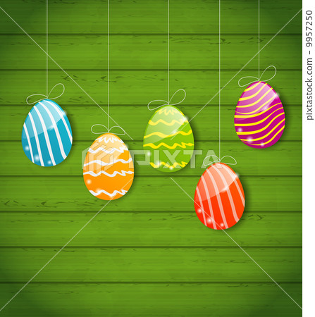 插图素材: easter colorful eggs on wooden texture 查看全部