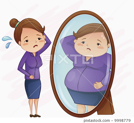 a thin woman sees a fat woman in the mirror