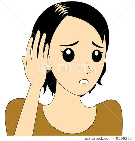 stock illustration: thinning hair, thin hair, female