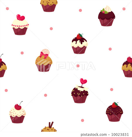 插图素材: seamless cartoon cake pattern