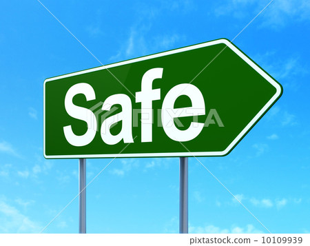 图库插图 privacy concept safe on road sign background