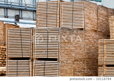 new wooden stacked pallets