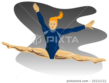 插图素材: gymnast jumping split