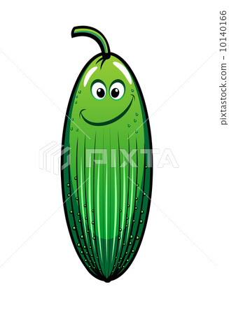 图库插图: smiling green cartoon cucumber vegetable