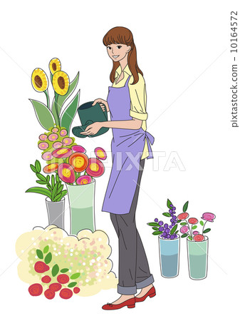 stock illustration: florist, flower, job