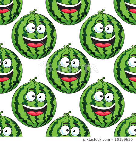 插图素材: seamless pattern of a laughing watermelon