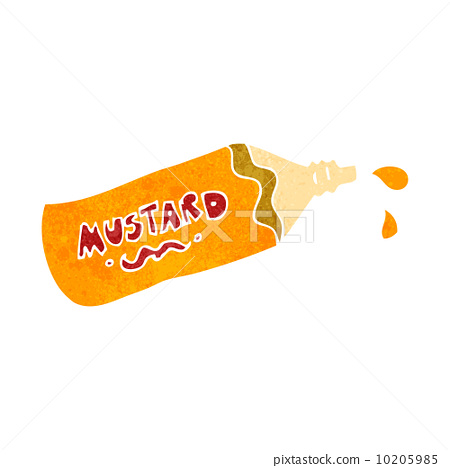 图库插图: retro cartoon mustard bottle