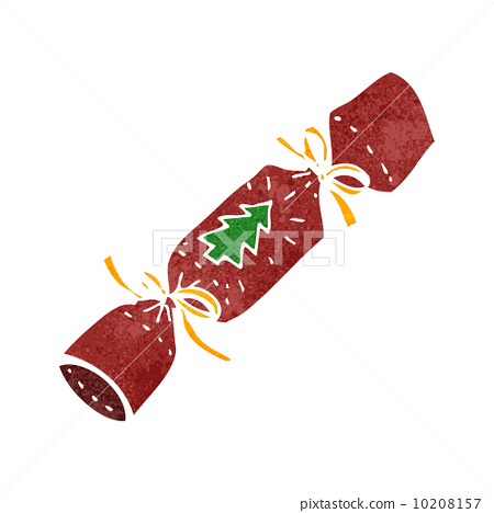 图库插图: retro cartoon christmas cracker