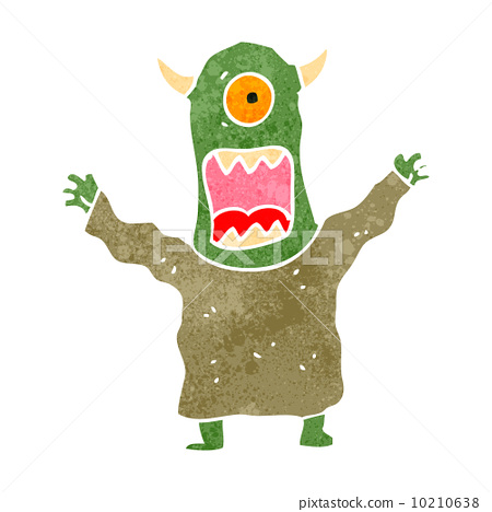 scary monster,scary witch 插图素材: retro cartoon scary monster