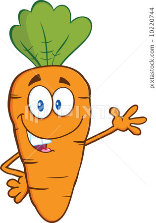 插图素材: smiling carrot cartoon character waving for greeting