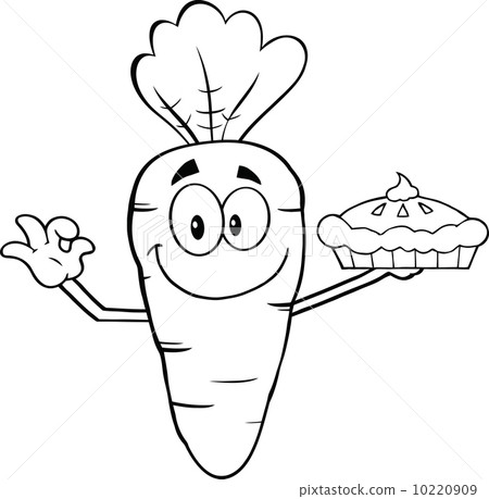 插图素材: black and white smiling carrot cartoon character