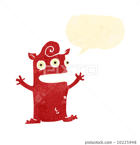 插图素材: retro cartoon little monster