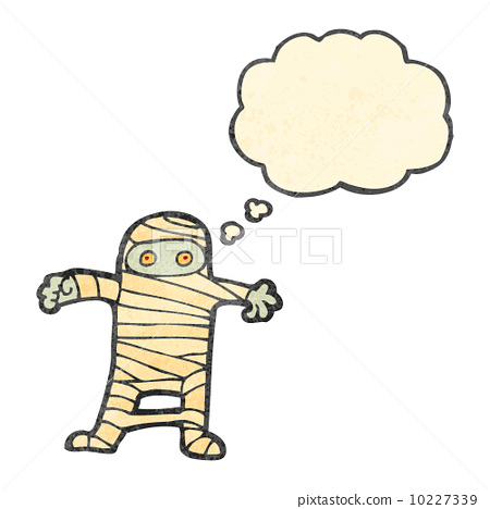 mummyfinger,ringfinger 插图素材: retro cartoon halloween mummy