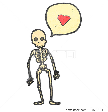 图库插图: retro cartoon skeleton in love