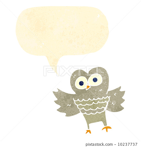 插图素材: retro cartoon owl with speech bubble