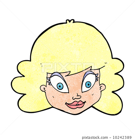 stock illustration: cartoon happy female face