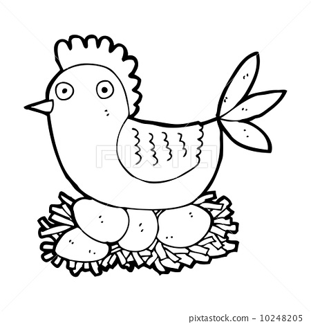 cartoon hen on eggs