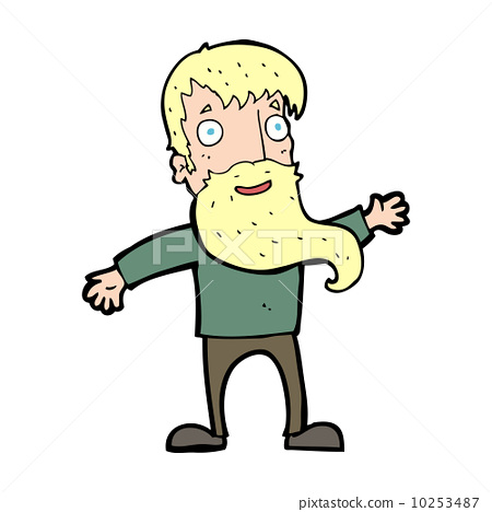 插图素材: cartoon man with beard waving